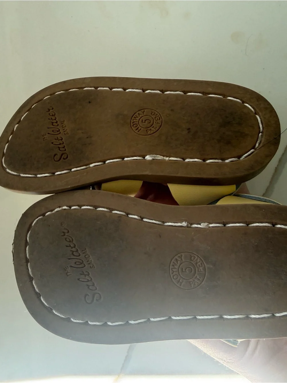 Salt Water Sandals by Hoy Pale Yellow Kids Leather Sandals